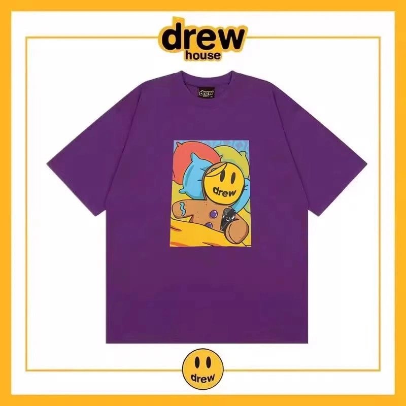 Drew House Letter Flame Short Sleeve T-Shirt Unisex Cotton Style 4