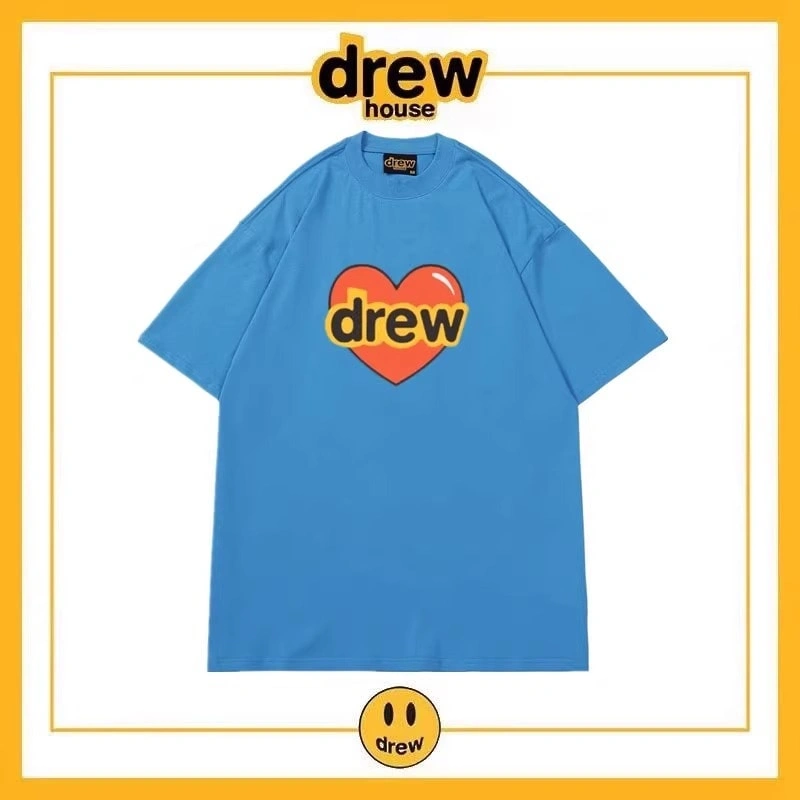 Drew House Print Short Sleeve T-Shirt Unisex Cotton Loose Top Style 12