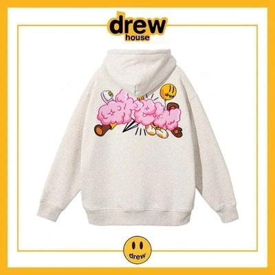 Drew House Unisex Fleece Hoodie Cotton Loose Style 5