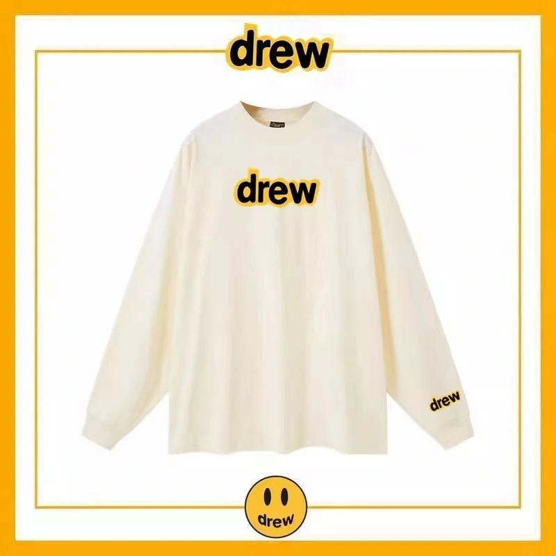 Drew Letter Long Sleeve T-Shirt Unisex Cotton Loose Top Style 2