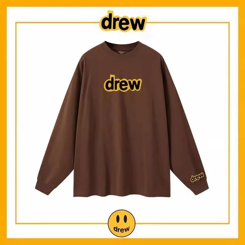 Drew Letter Long Sleeve T-Shirt Unisex Cotton Loose Top Style 4