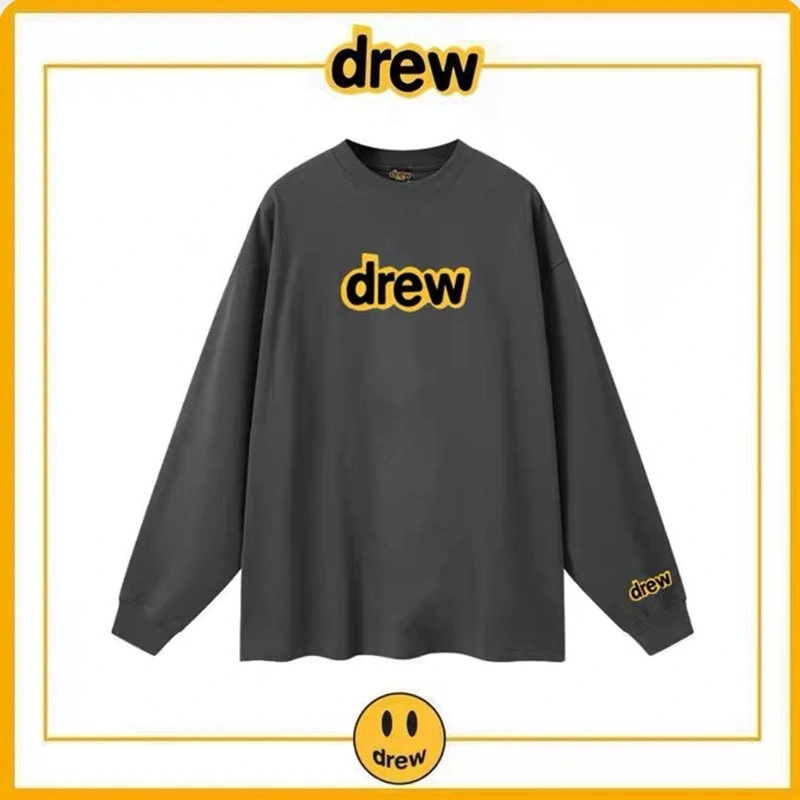 Drew Letter Long Sleeve T-Shirt Unisex Cotton Loose Top Style 5