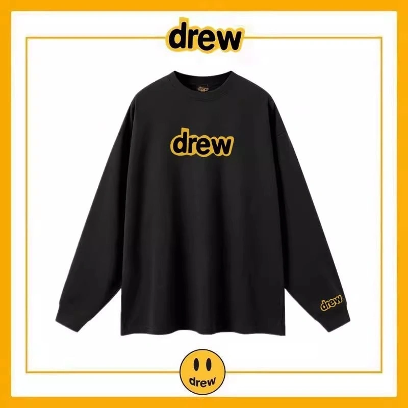 Drew Letter Long Sleeve T-Shirt Unisex Cotton Loose Top Style 7