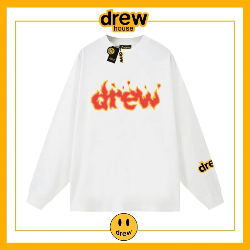 Drew Long Sleeve T-Shirt Cotton Loose Base Layer Unisex Student Style 10