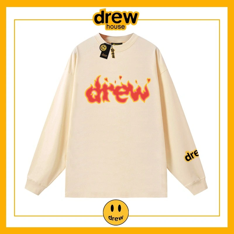 Drew Long Sleeve T-Shirt Cotton Loose Base Layer Unisex Student Style 3