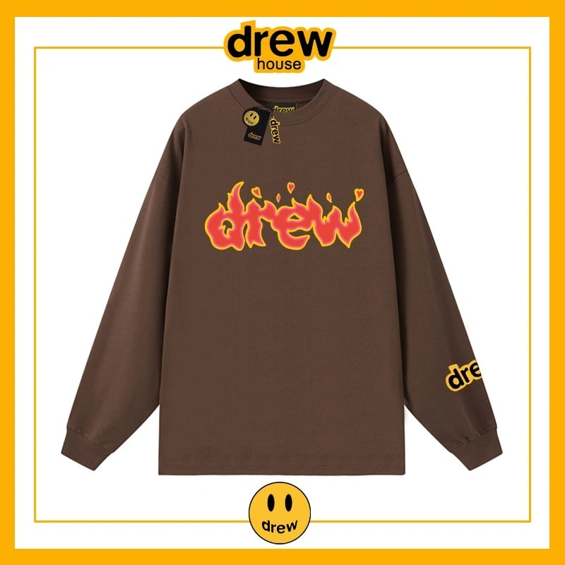 Drew Long Sleeve T-Shirt Cotton Loose Base Layer Unisex Student Style 5
