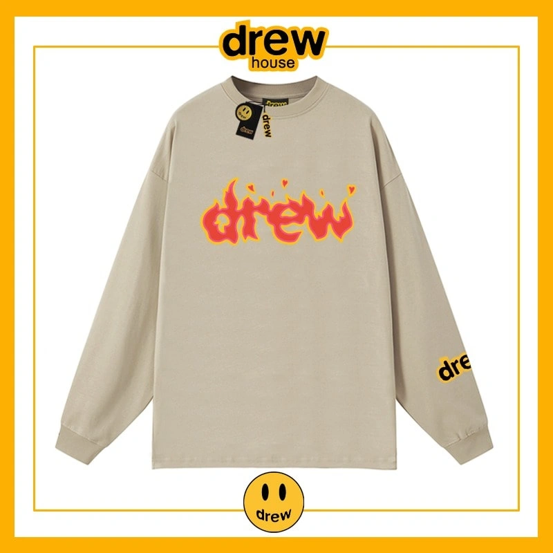 Drew Long Sleeve T-Shirt Cotton Loose Base Layer Unisex Student Style 9
