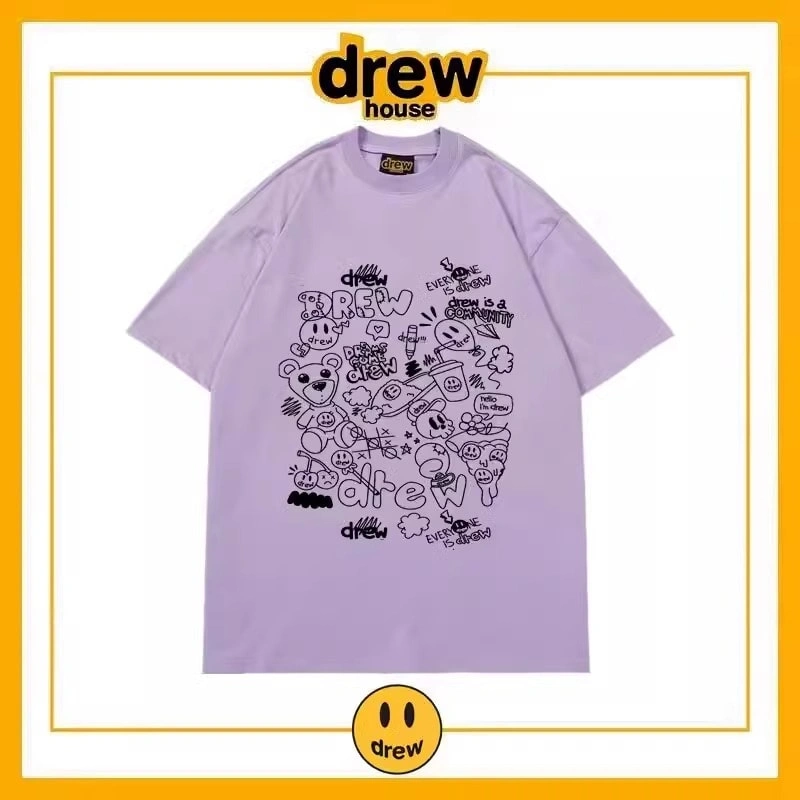 Drew Summer Print Short Sleeve T-Shirt Unisex Cotton Loose Style 10