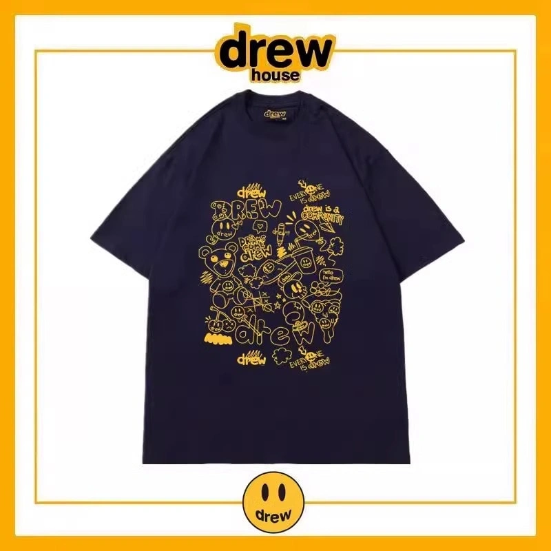 Drew Summer Print Short Sleeve T-Shirt Unisex Cotton Loose Style 12