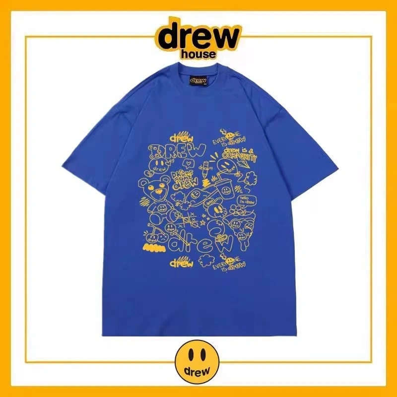 Drew Summer Print Short Sleeve T-Shirt Unisex Cotton Loose Style 13