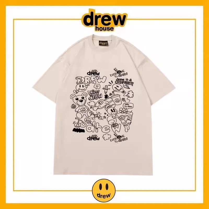 Drew Summer Print Short Sleeve T-Shirt Unisex Cotton Loose Style 15