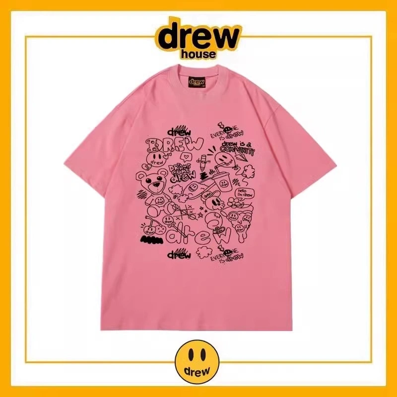 Drew Summer Print Short Sleeve T-Shirt Unisex Cotton Loose Style 2
