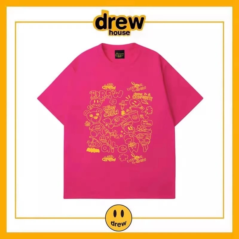 Drew Summer Print Short Sleeve T-Shirt Unisex Cotton Loose Style 4