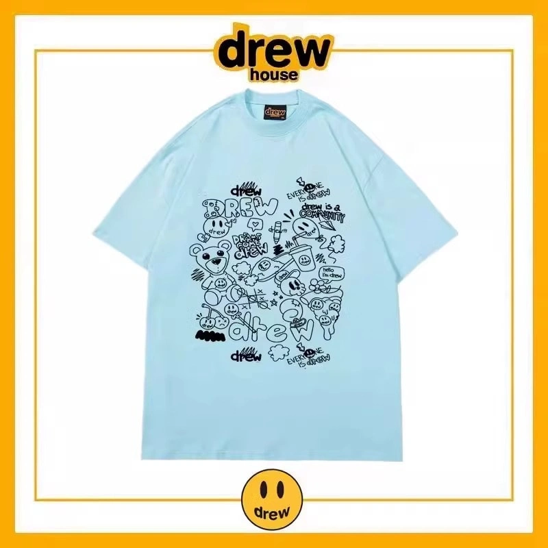 Drew Summer Print Short Sleeve T-Shirt Unisex Cotton Loose Style 5