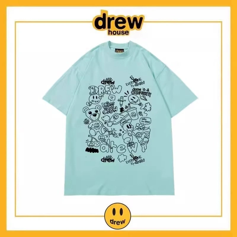 Drew Summer Print Short Sleeve T-Shirt Unisex Cotton Loose Style 8
