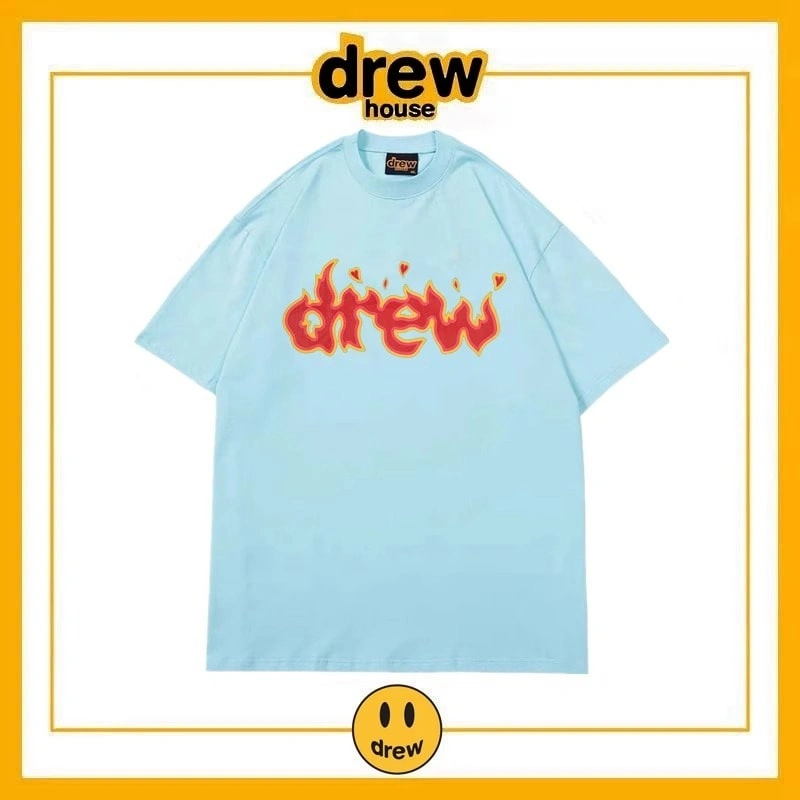 Drew Summer Washed Short Sleeve T-Shirt Unisex Cotton Loose Top Style 10