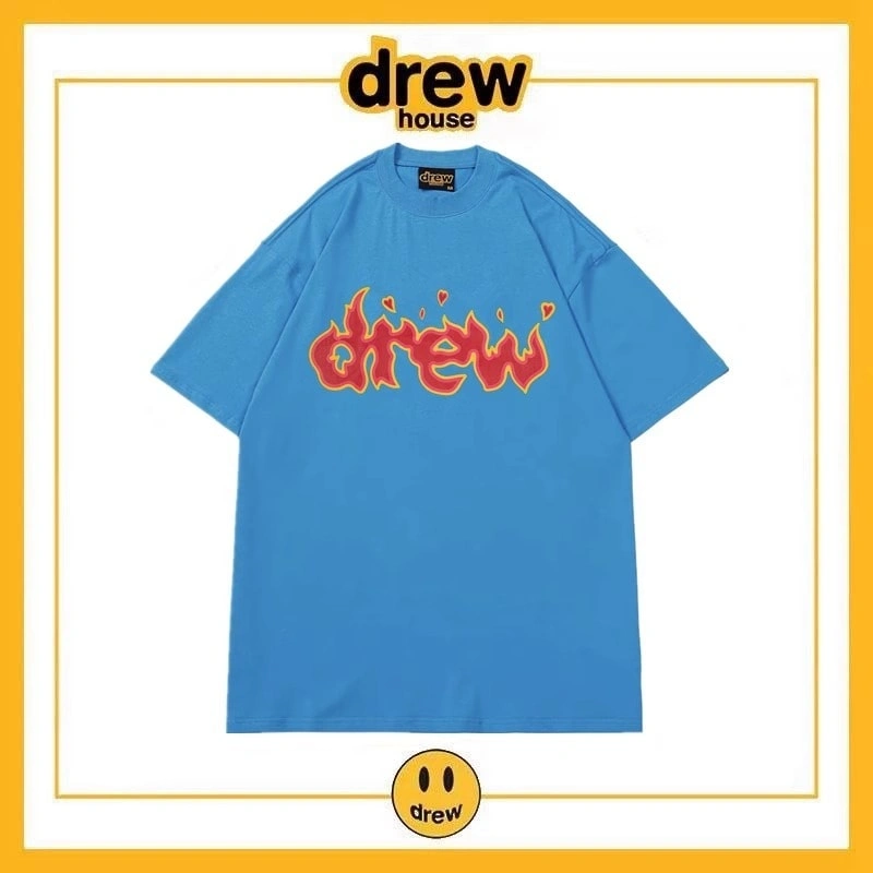 Drew Summer Washed Short Sleeve T-Shirt Unisex Cotton Loose Top Style 11