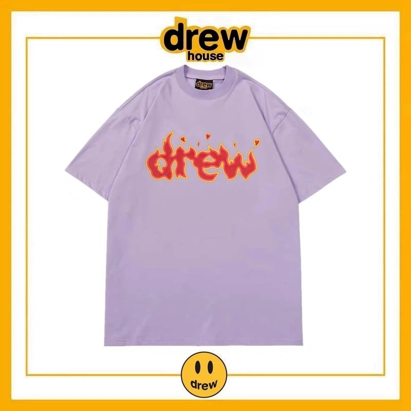 Drew Summer Washed Short Sleeve T-Shirt Unisex Cotton Loose Top Style 14