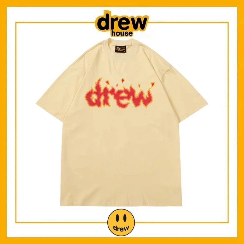 Drew Summer Washed Short Sleeve T-Shirt Unisex Cotton Loose Top Style 18