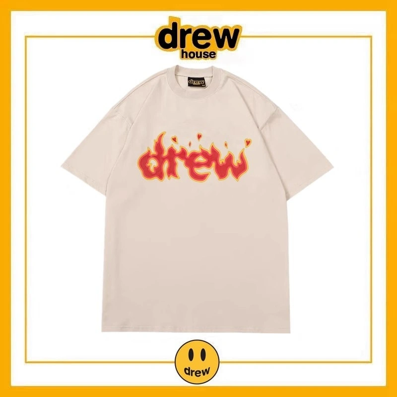 Drew Summer Washed Short Sleeve T-Shirt Unisex Cotton Loose Top Style 2