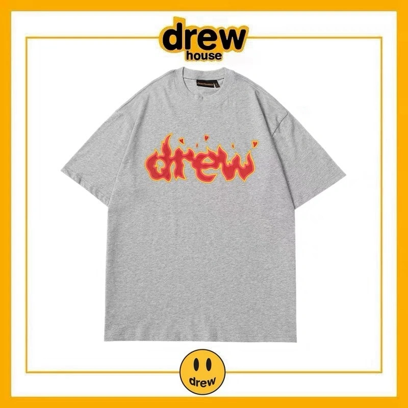 Drew Summer Washed Short Sleeve T-Shirt Unisex Cotton Loose Top Style 21