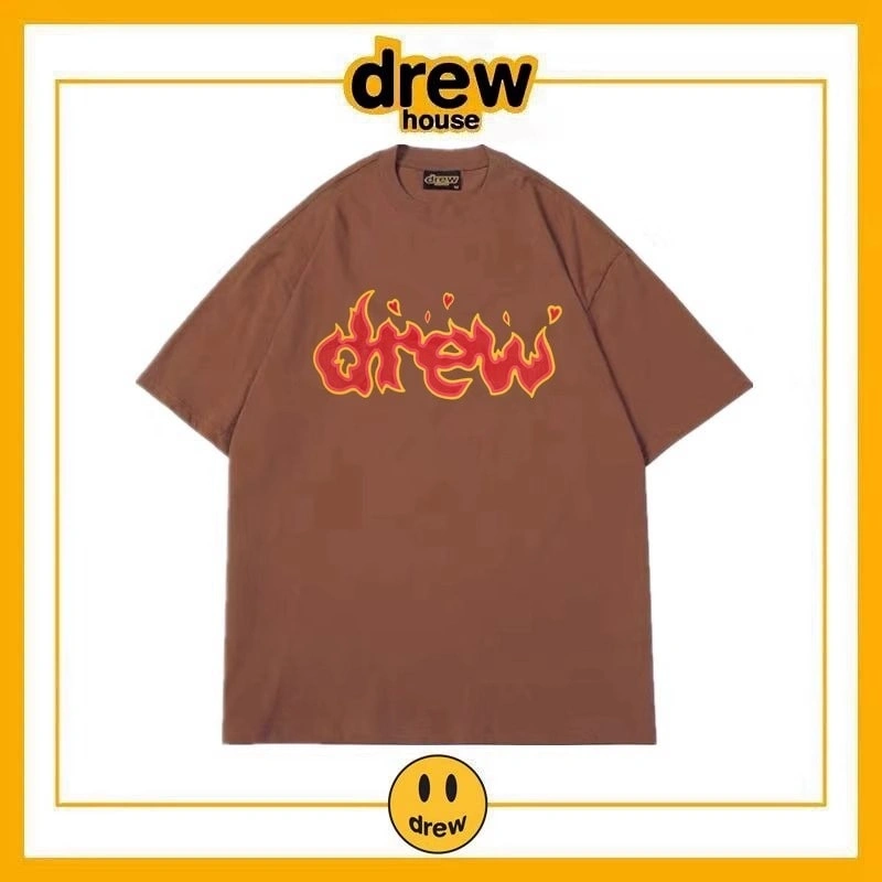 Drew Summer Washed Short Sleeve T-Shirt Unisex Cotton Loose Top Style 23