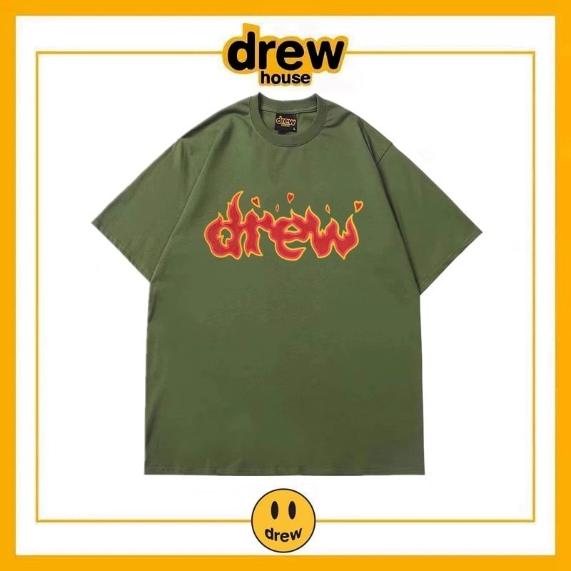 Drew Summer Washed Short Sleeve T-Shirt Unisex Cotton Loose Top Style 24