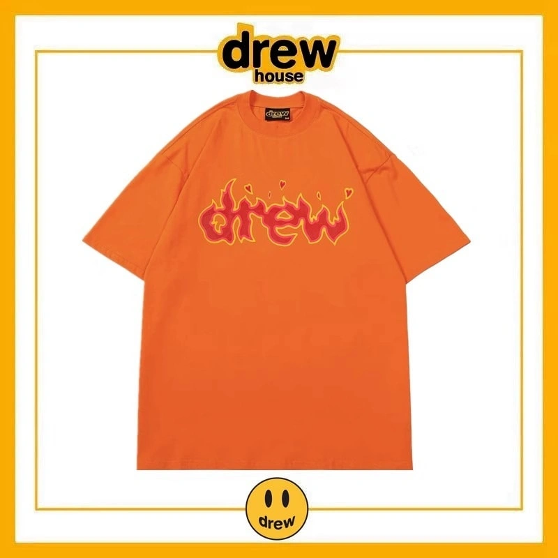 Drew Summer Washed Short Sleeve T-Shirt Unisex Cotton Loose Top Style 3