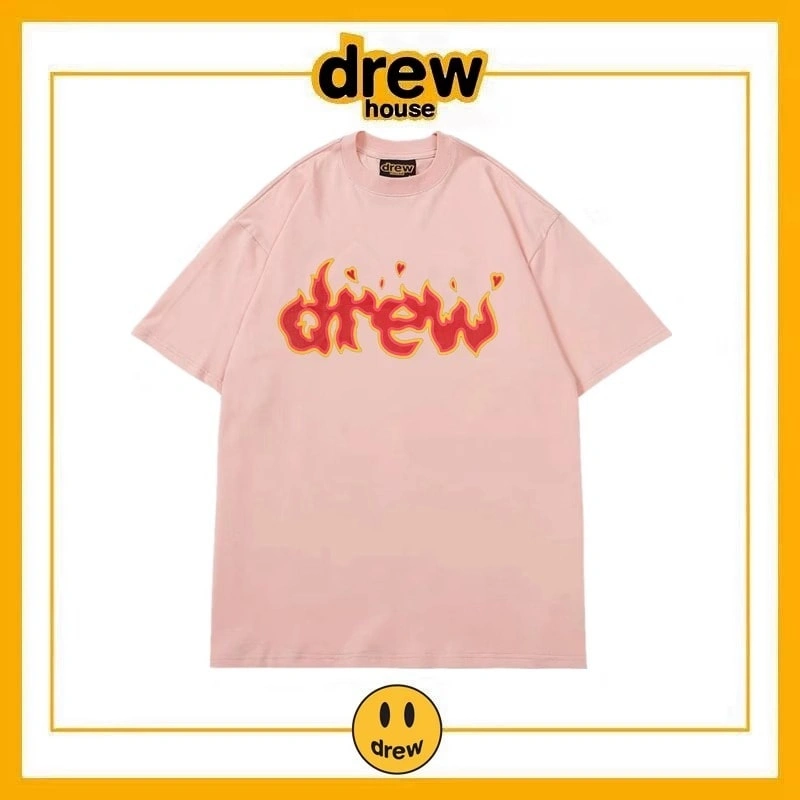 Drew Summer Washed Short Sleeve T-Shirt Unisex Cotton Loose Top Style 5