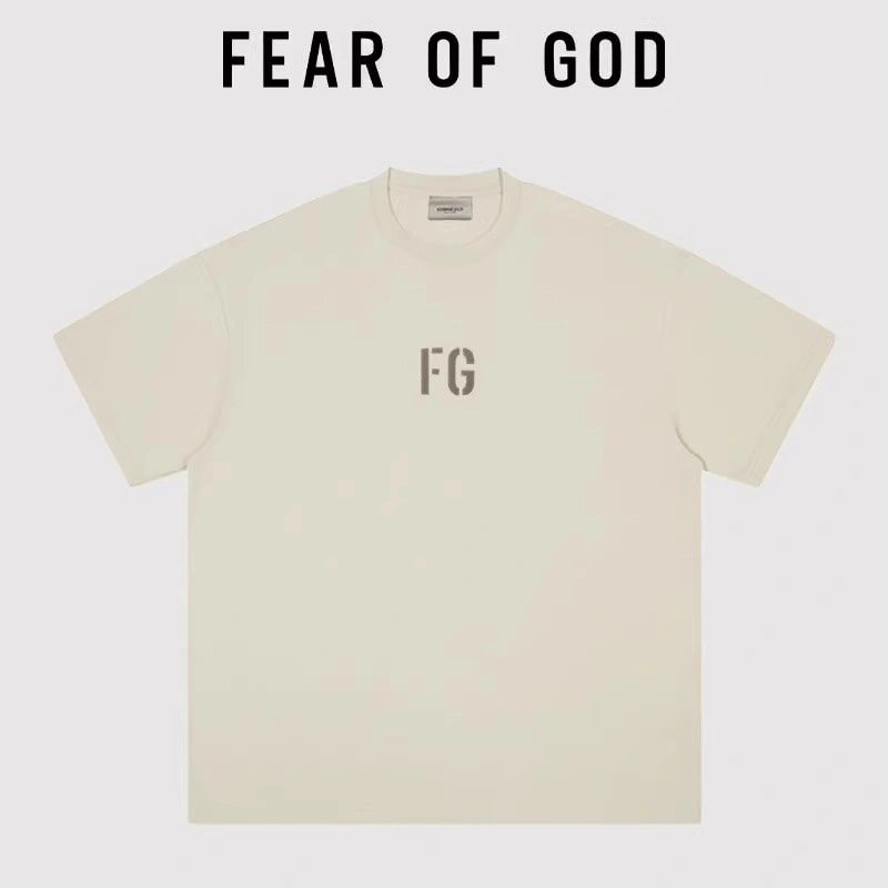 FG Flocked Letter T-Shirt Unisex Loose Essentials Cotton Short Sleeve Streetwear Style 1