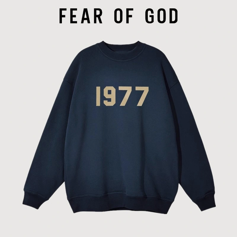 FOG Essentials 1977 Flocked Crew Neck Sweatshirt Unisex American Streetwear Jacket Style 4