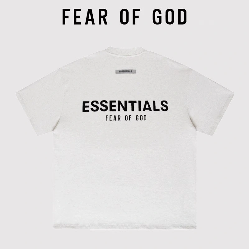 FOG Essentials Flocked Letter Round Neck Streetwear T-Shirt Unisex Style 2