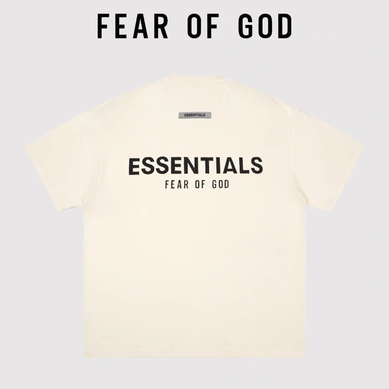 FOG Essentials Flocked Letter Round Neck Streetwear T-Shirt Unisex Style 3