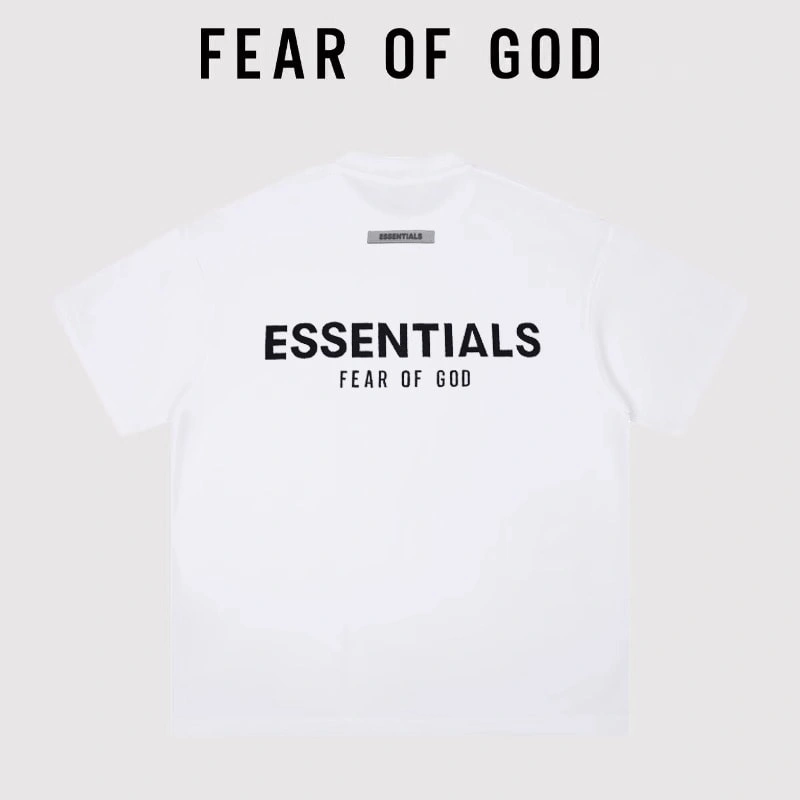 FOG Essentials Flocked Letter Round Neck Streetwear T-Shirt Unisex Style 4