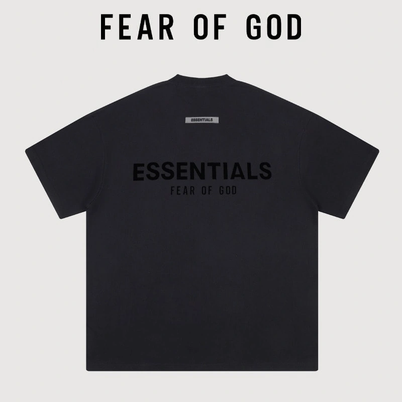 FOG Essentials Flocked Letter Round Neck Streetwear T-Shirt Unisex