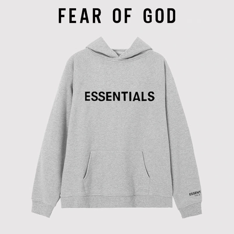 FOG Essentials Letter Hoodie Streetwear Loose Plush Jacket Unisex Style 3