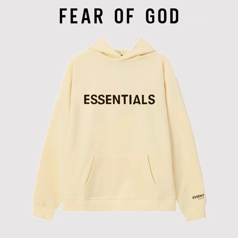 FOG Essentials Letter Hoodie Streetwear Loose Plush Jacket Unisex Style 4