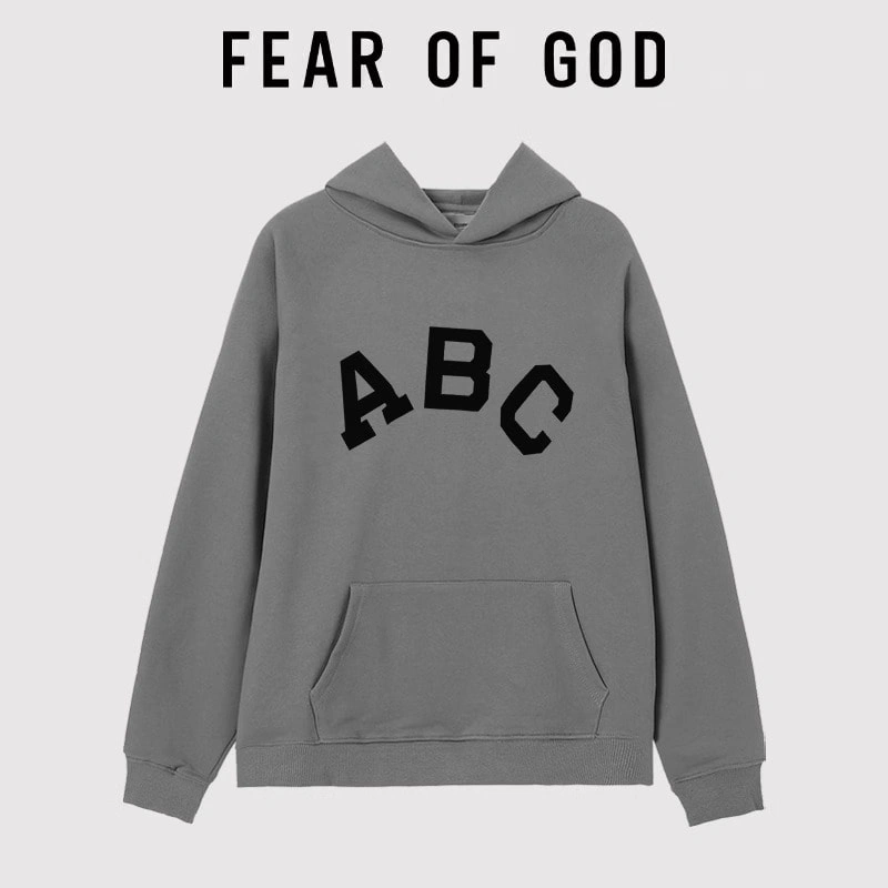 FOG Flocked ABC Hooded Sweatshirt Unisex Autumn 7 Logo Streetwear Style 1