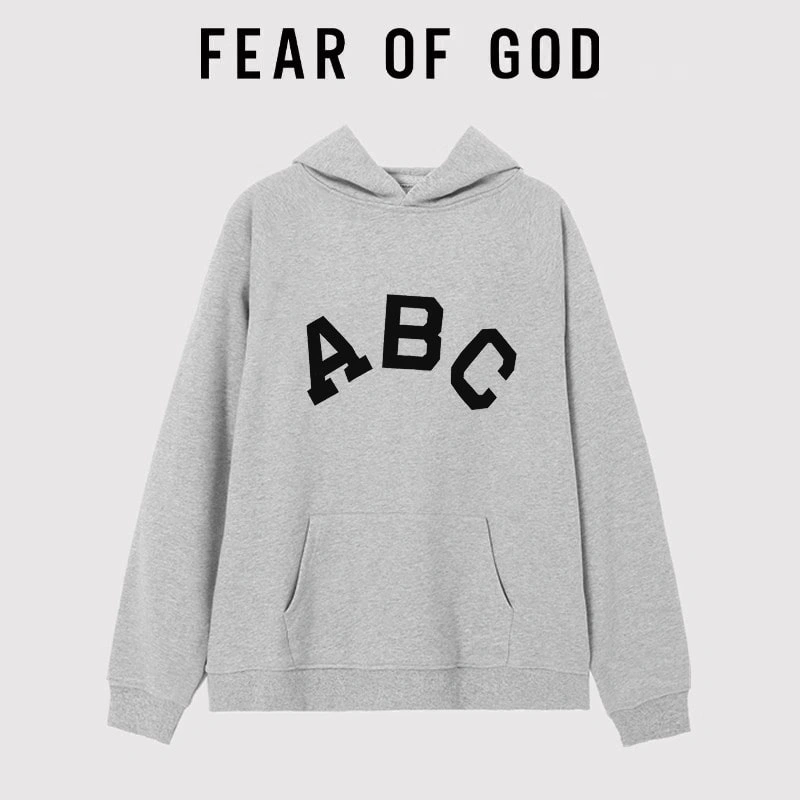 FOG Flocked ABC Hooded Sweatshirt Unisex Autumn 7 Logo Streetwear Style 3