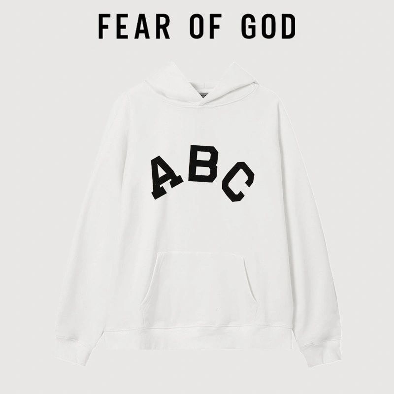 FOG Flocked ABC Hooded Sweatshirt Unisex Autumn 7 Logo Streetwear Style 4