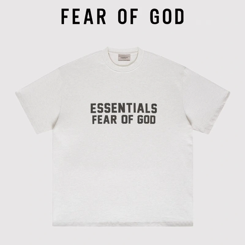 FOG Flocked Essentials Letter Short Sleeve American Oversized T-Shirt Unisex Style 3