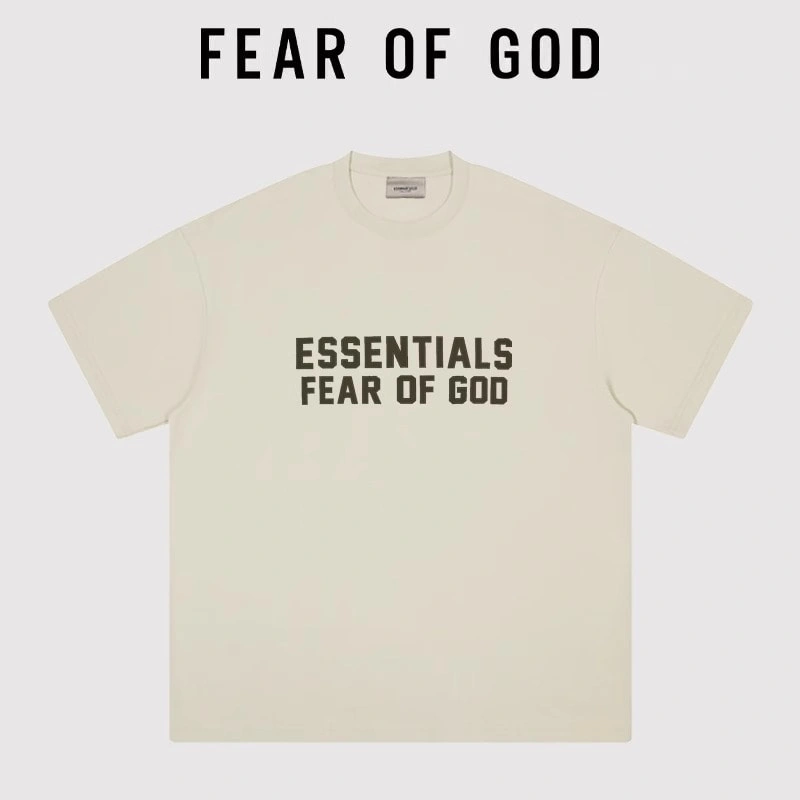 FOG Flocked Essentials Letter Short Sleeve American Oversized T-Shirt Unisex Style 4