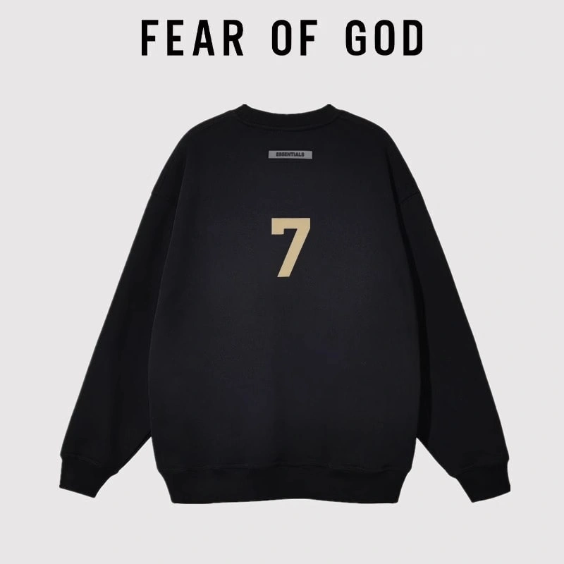FOG Flocked Number 7 Crew Neck Sweatshirt Unisex Streetwear Couple Top