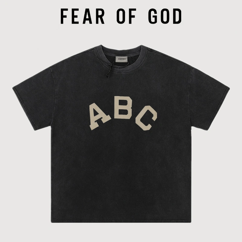 FOG Heavy Cotton Essentials Vintage Wash Short Sleeve T-Shirt 1977 Streetwear Couple Summer Style 2