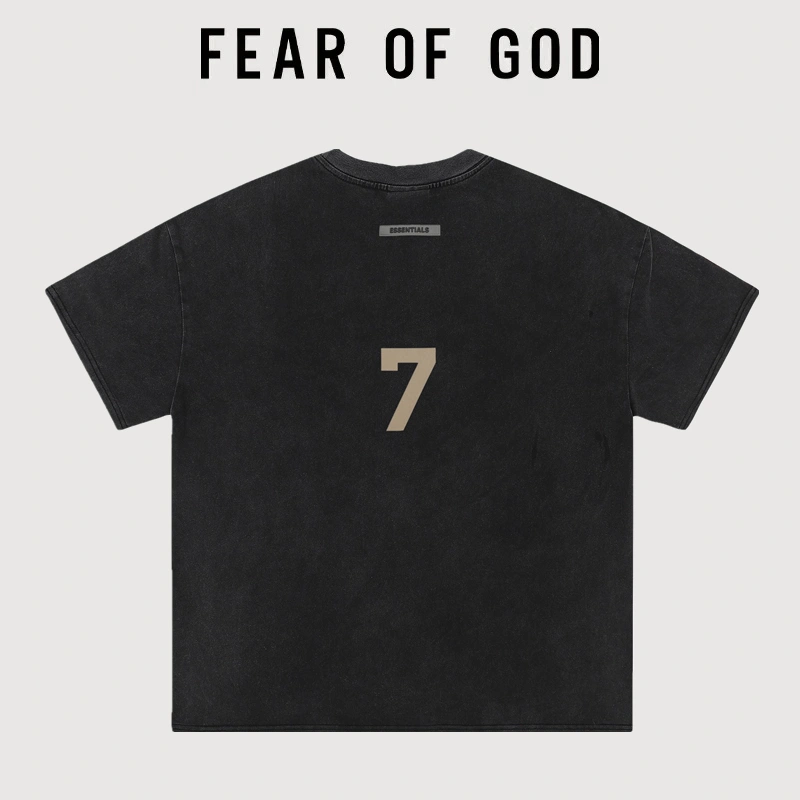 FOG Heavy Cotton Essentials Vintage Wash Short Sleeve T-Shirt 1977 Streetwear Couple Summer Style 3