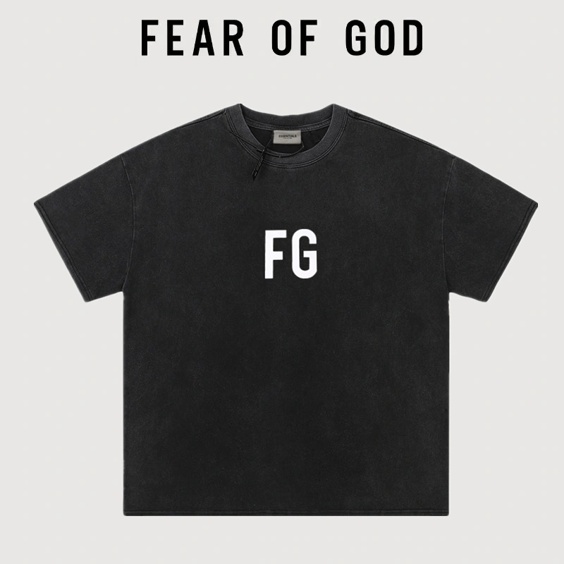 FOG Heavy Cotton Essentials Vintage Wash Short Sleeve T-Shirt 1977 Streetwear Couple Summer Style 8