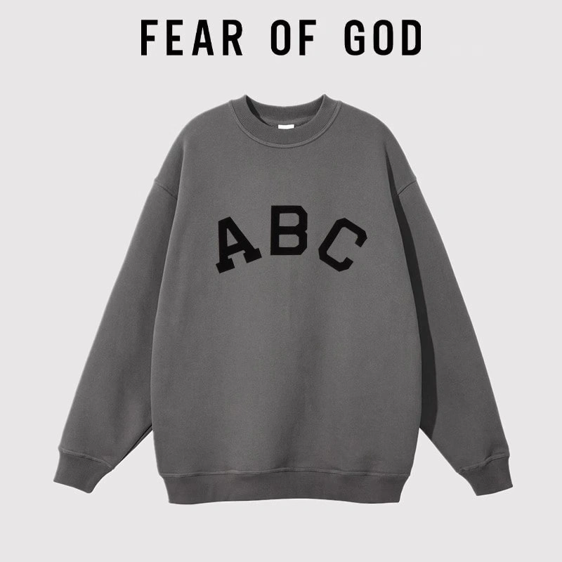 FOG Seventh Season ABC Flocked Letter Sweatshirt Loose Couple Streetwear Style 3