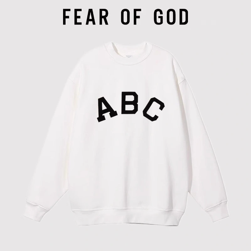FOG Seventh Season ABC Flocked Letter Sweatshirt Loose Couple Streetwear Style 5