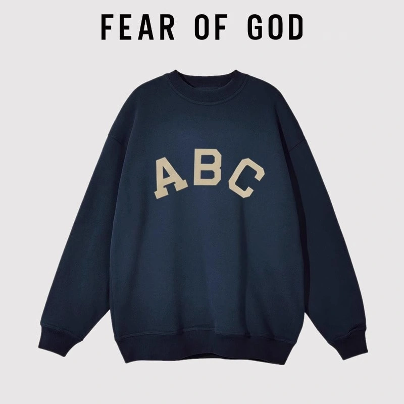 FOG Seventh Season ABC Flocked Letter Sweatshirt Loose Couple Streetwear Style 6