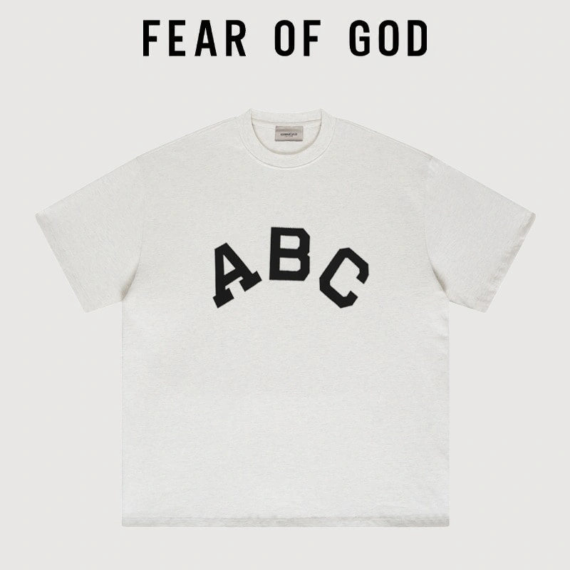 FOG Seventh Season Mainline ABC Flocked Short Sleeve Streetwear T-Shirt Couple Style 2